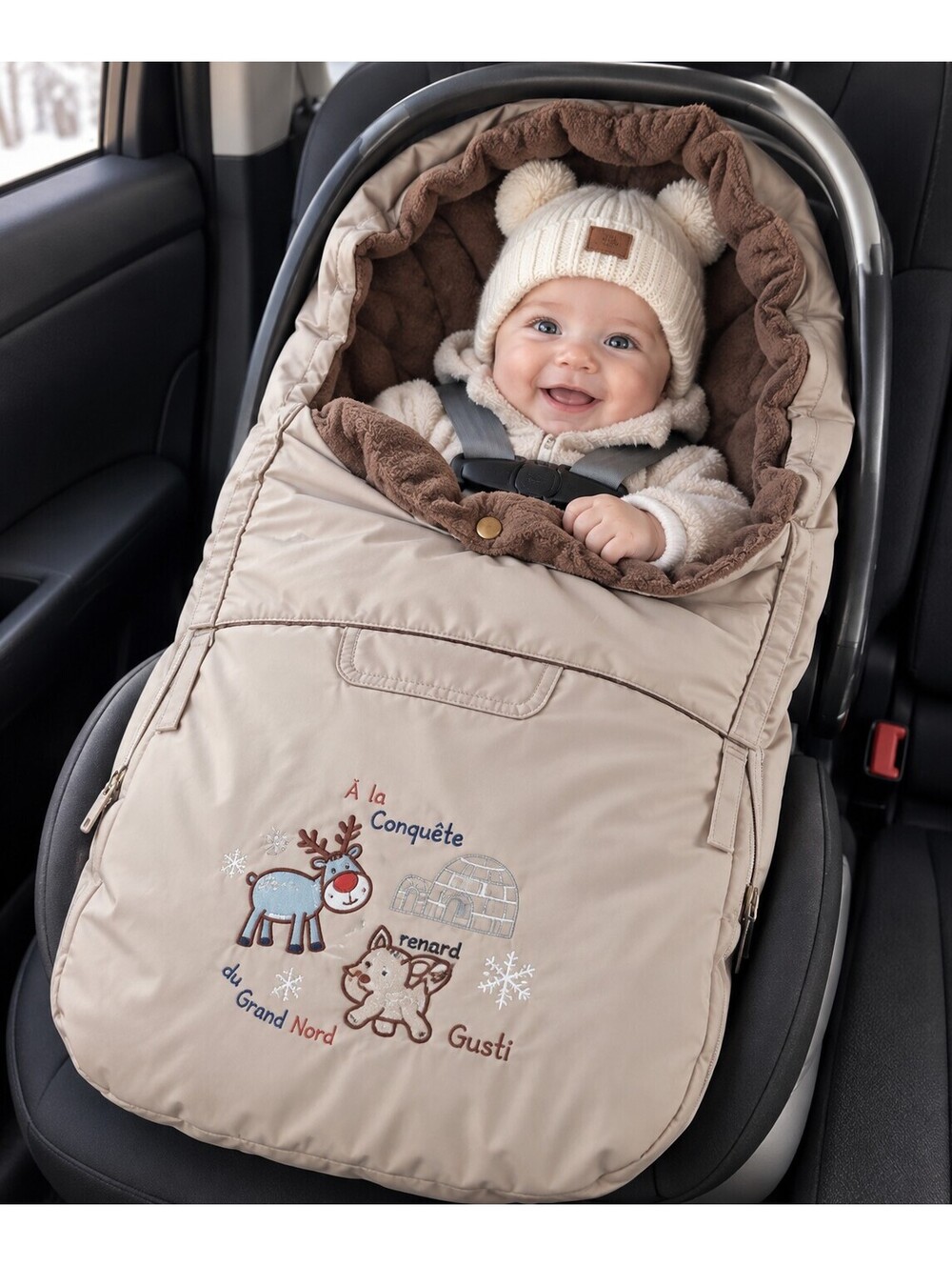 Gusti Baby Car Seat & Stroller Fall/Winter Cover OS Beige